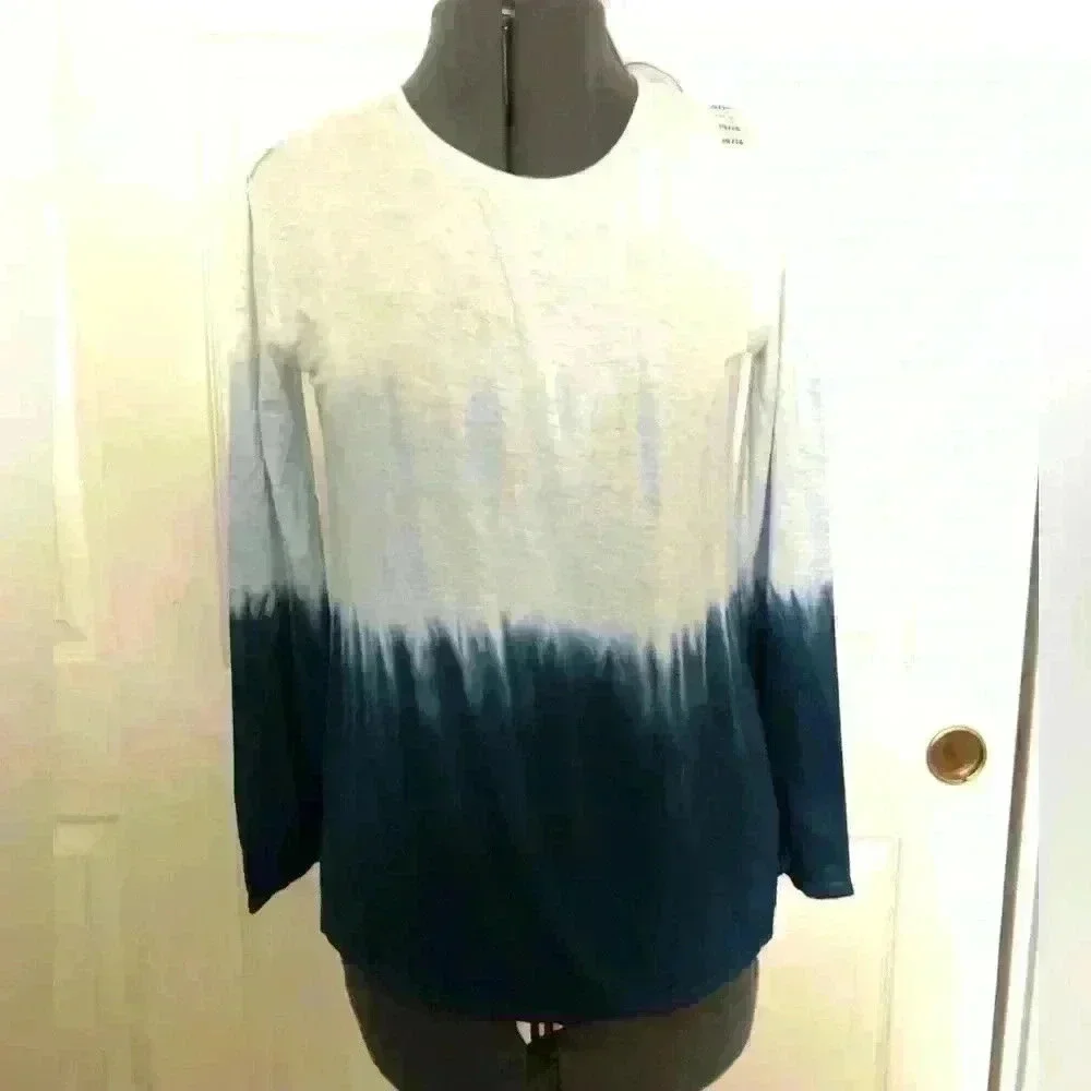 JUSTICE ombre blue white long sleeve criss-cross racer back youth 14-16